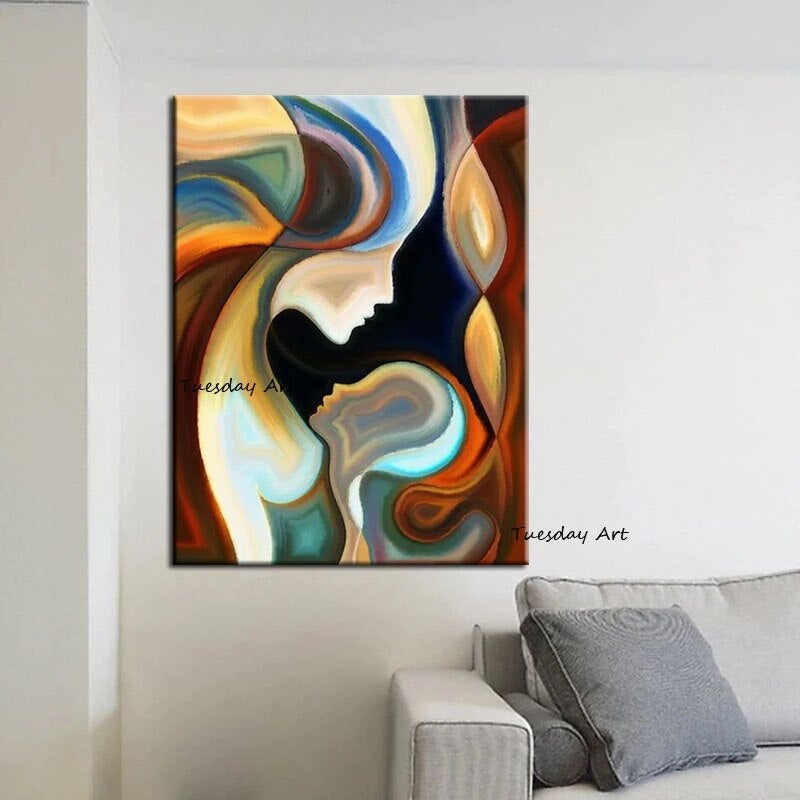 Hand Painted Oil Painting Modern Figures Abstract on Canvas