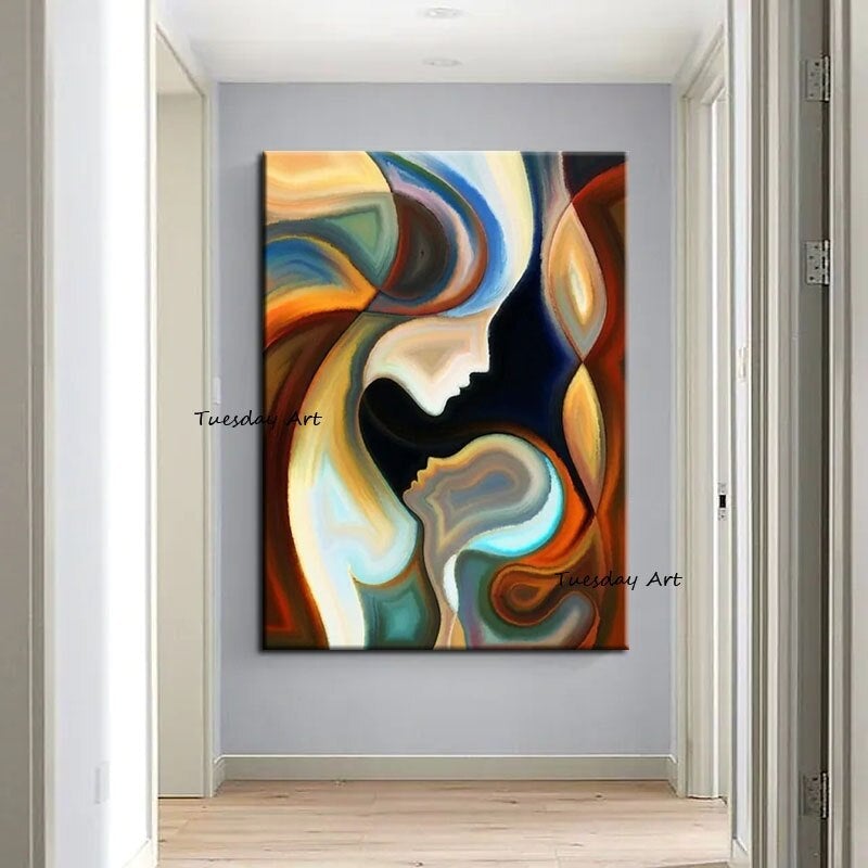Hand Painted Oil Painting Modern Figures Abstract on Canvas
