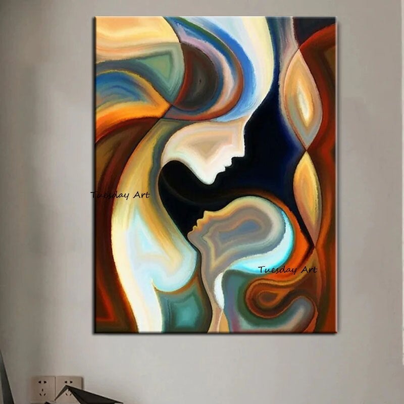 Hand Painted Oil Painting Modern Figures Abstract on Canvas