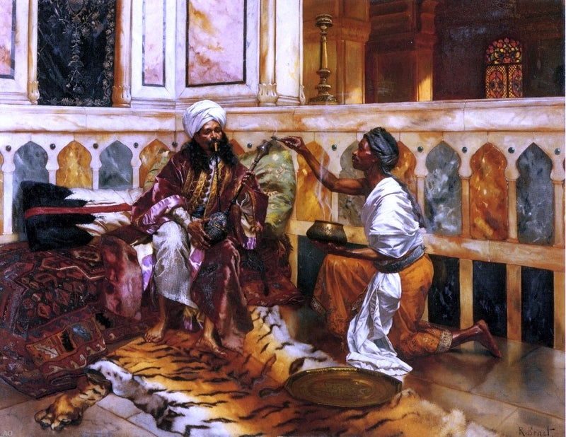 Preparing the Hookah by Rudolph Ernst - Hand Painted Oil Painting