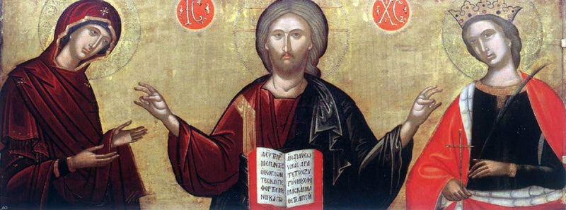 Christ with the Mother of God and St Catherine by Unknown Painters Masters - Hand Painted Oil Painting