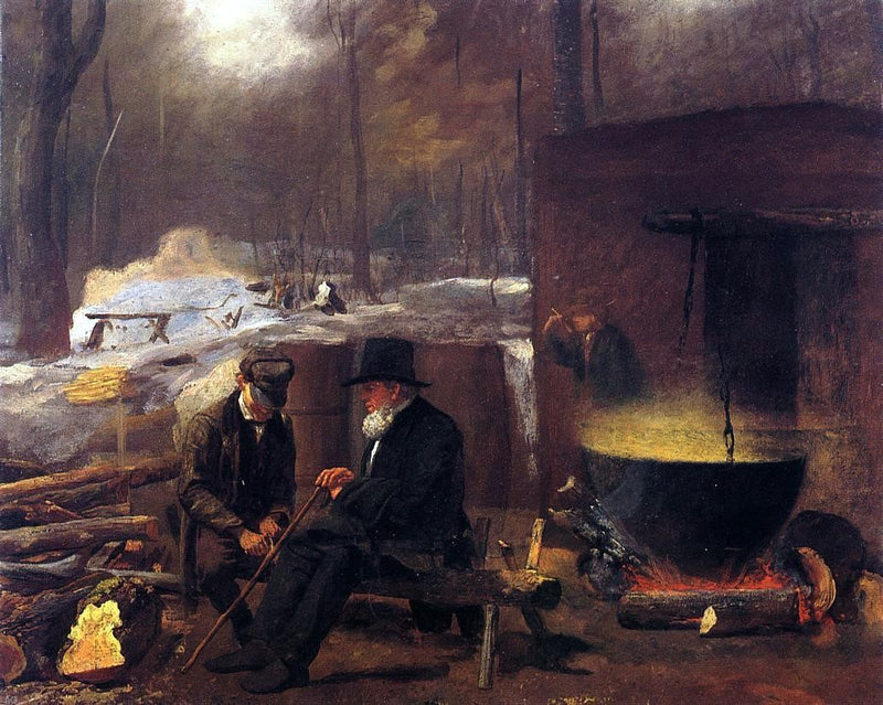 At the Camp, Spinning Yarns and Whittling by Eastman Johnson - Hand Painted Oil Painting