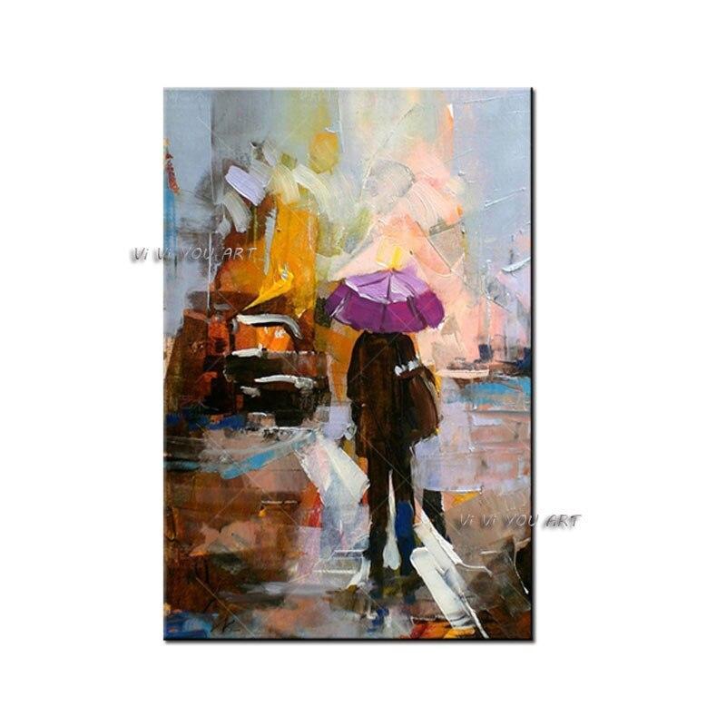 Hand Painted Abstract Colourful Oil Painting On Canvas For Office Hand Painted Modern