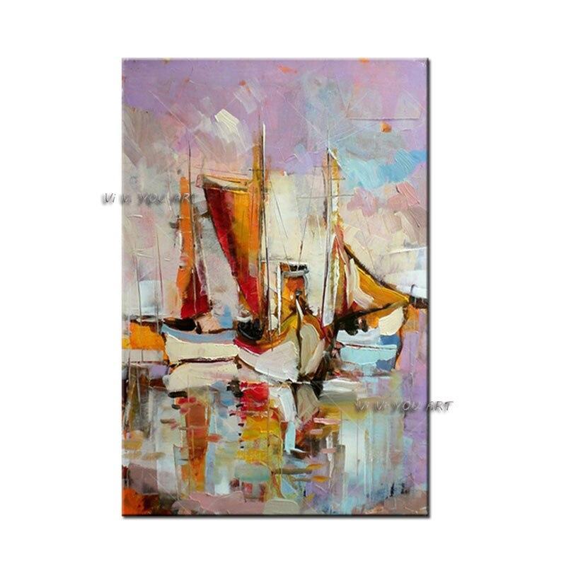 Hand Painted Abstract Colourful Oil Painting On Canvas For Office Hand Painted Modern