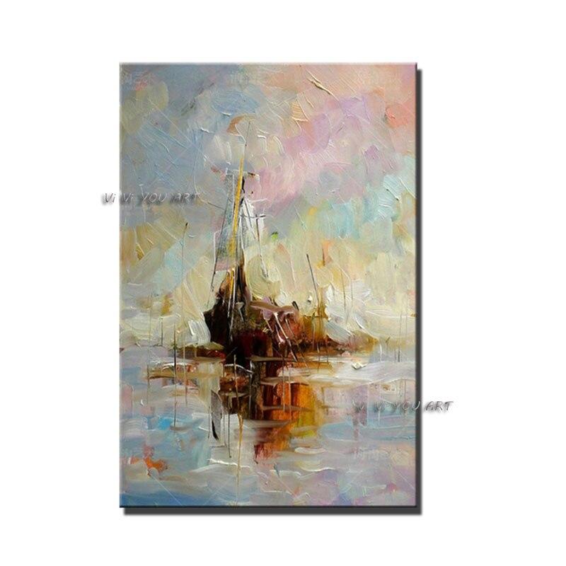 Hand Painted Abstract Colourful Oil Painting On Canvas For Office Hand Painted Modern