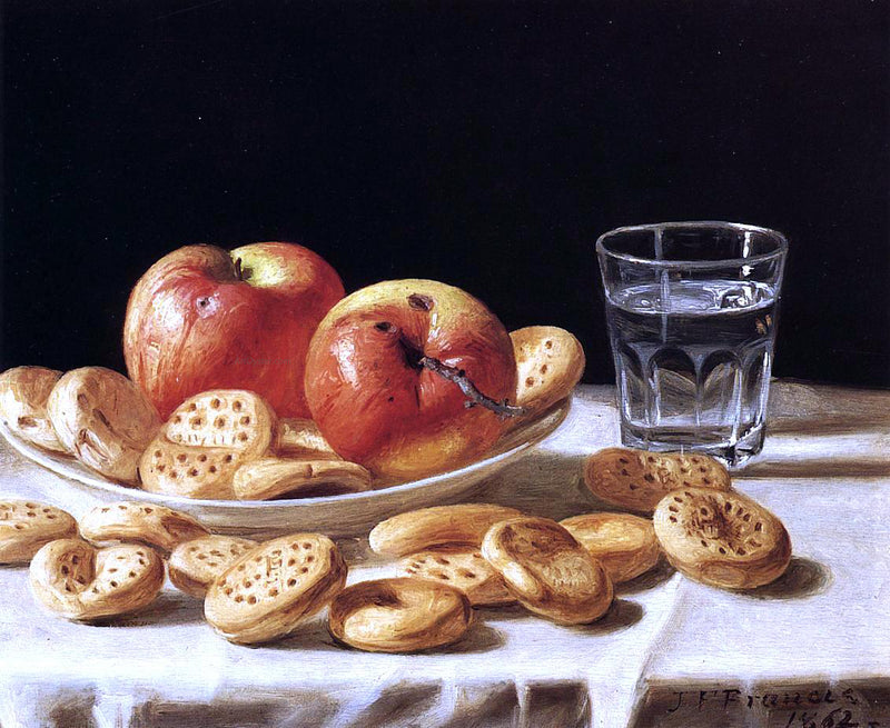 Still Life with Apples and Biscuits by John F Francis - Hand Painted Oil Painting