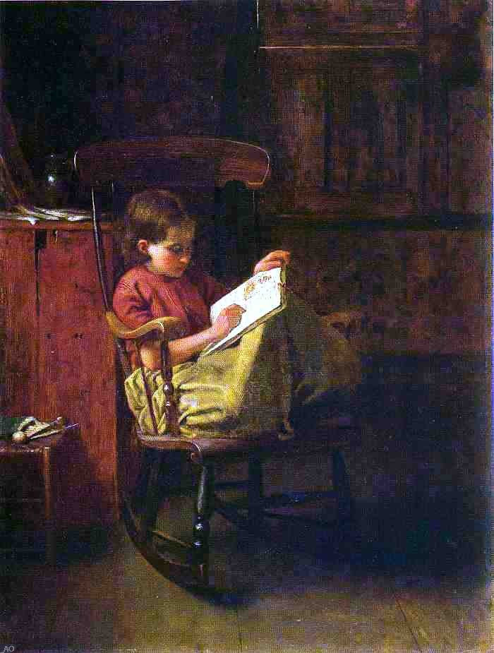 The Boston Rocker by Eastman Johnson - Hand Painted Oil Painting