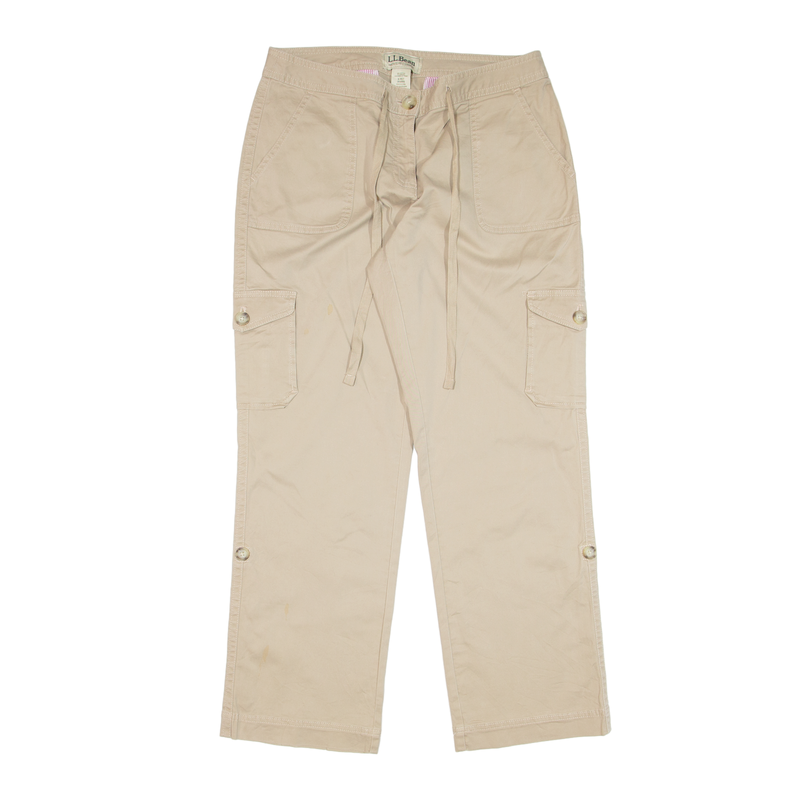 LL BEAN Cargo Y2K Trousers Beige Regular Straight Womens W30 L28