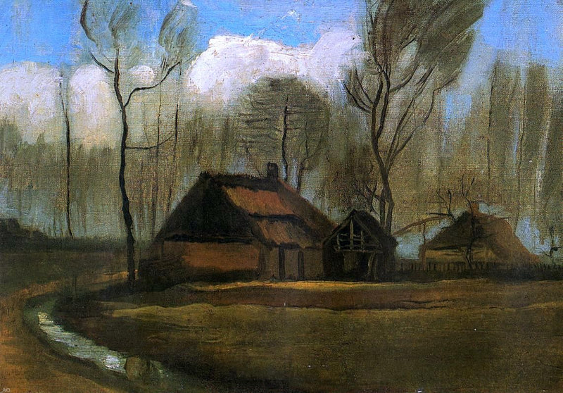 Farmhouses Among Trees by Vincent Van Gogh - Hand Painted Oil Painting