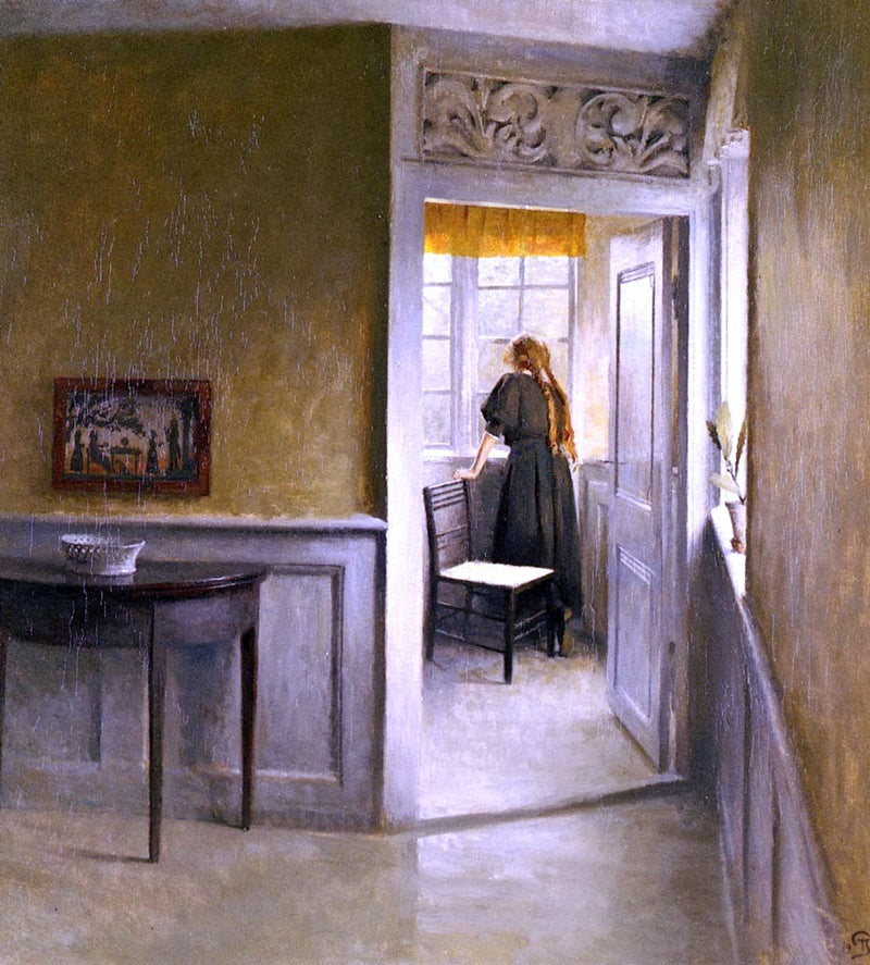 Looking Out The Window by Peter Vilhelm Ilsted - Hand Painted Oil Painting