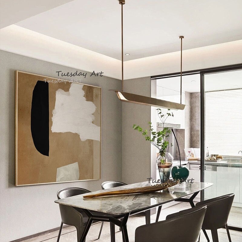 Hand Painted Oil Painting Modern Simple Brown Black White Abstract On Canvas s Room