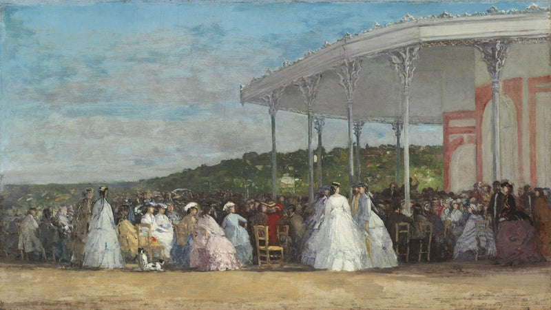 Elegant Social Gathering Under Pavilion Oil Painting