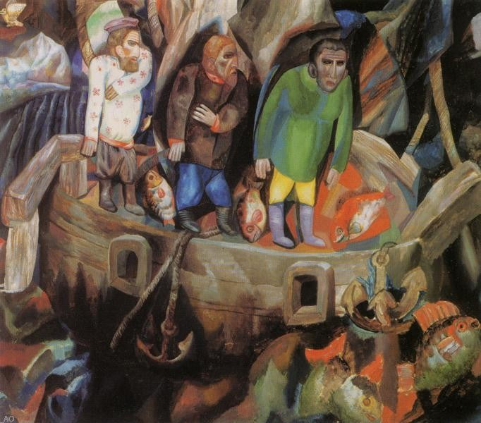 West and East by Pavel Filonov - Hand Painted Oil Painting