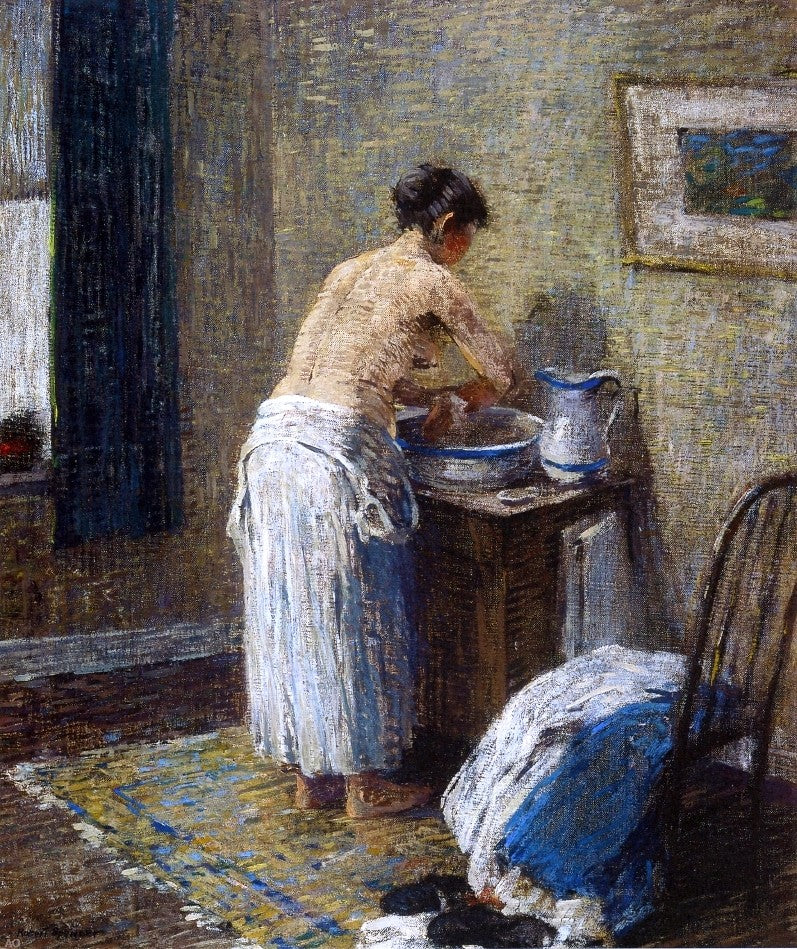 Woman Washing by Robert Spencer - Hand Painted Oil Painting