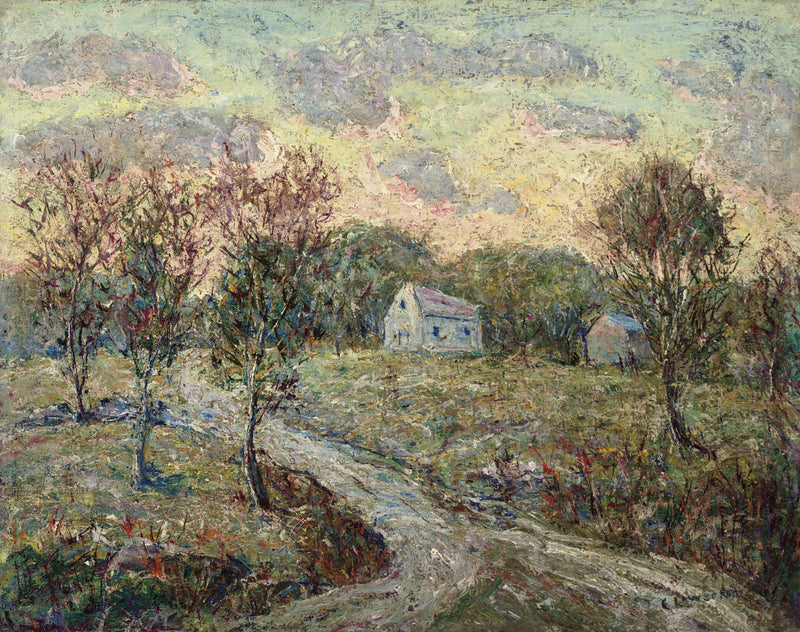 Serene Rural Path and Houses Landscape