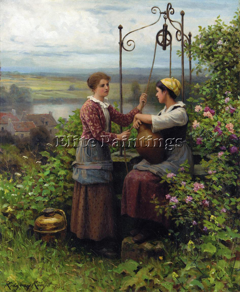 DANIEL RIDGWAY KNIGHT THE CONVERSATION ARTIST PAINTING REPRODUCTION HANDMADE OIL