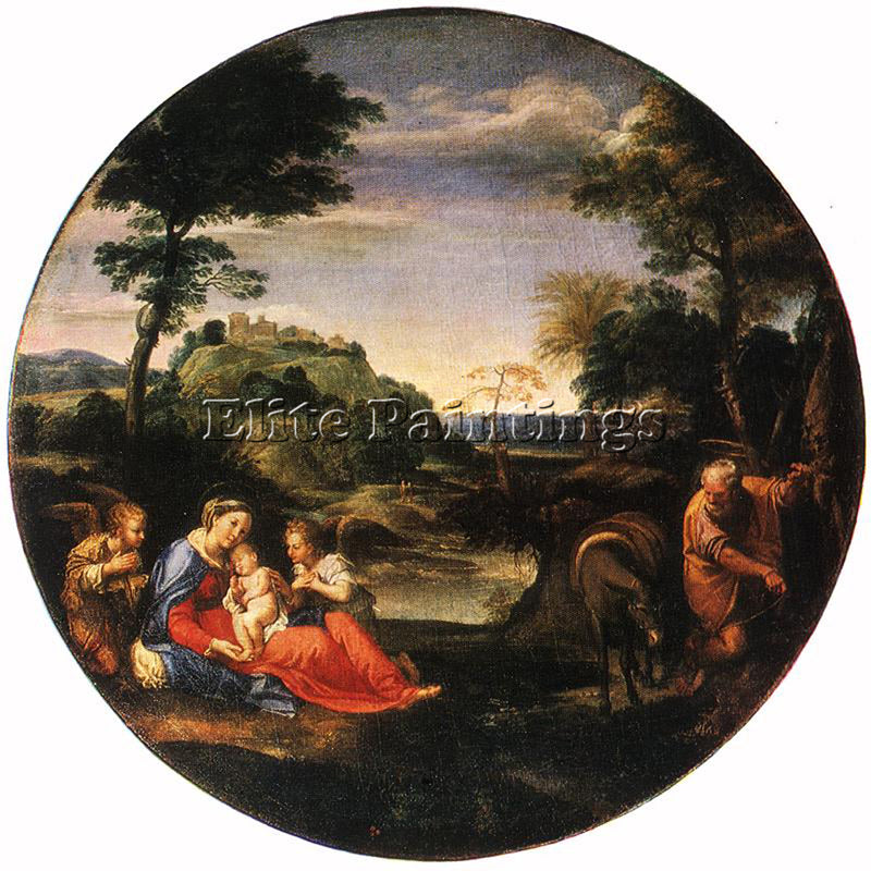 ANNIBALE CARRACCI REST ON FLIGHT INTO EGYPT ARTIST PAINTING HANDMADE OIL CANVAS