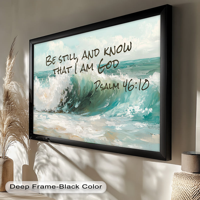 Psalm 46:10 – Be Still and Trust Bible Verse Oil Painting