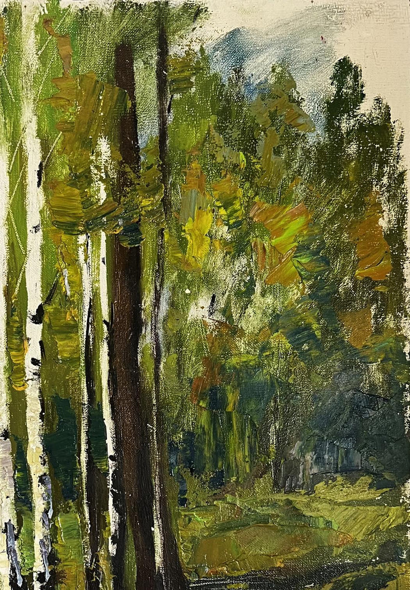 Oil painting Path in the birch forest Boris Serdyuk