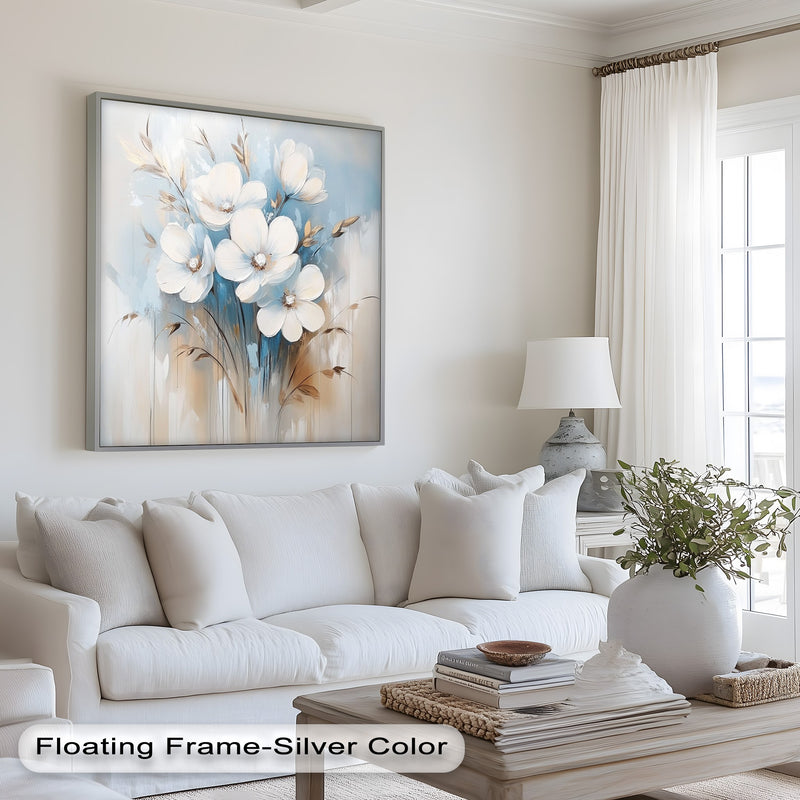 Soft White Blossoms – Floral Oil Painting