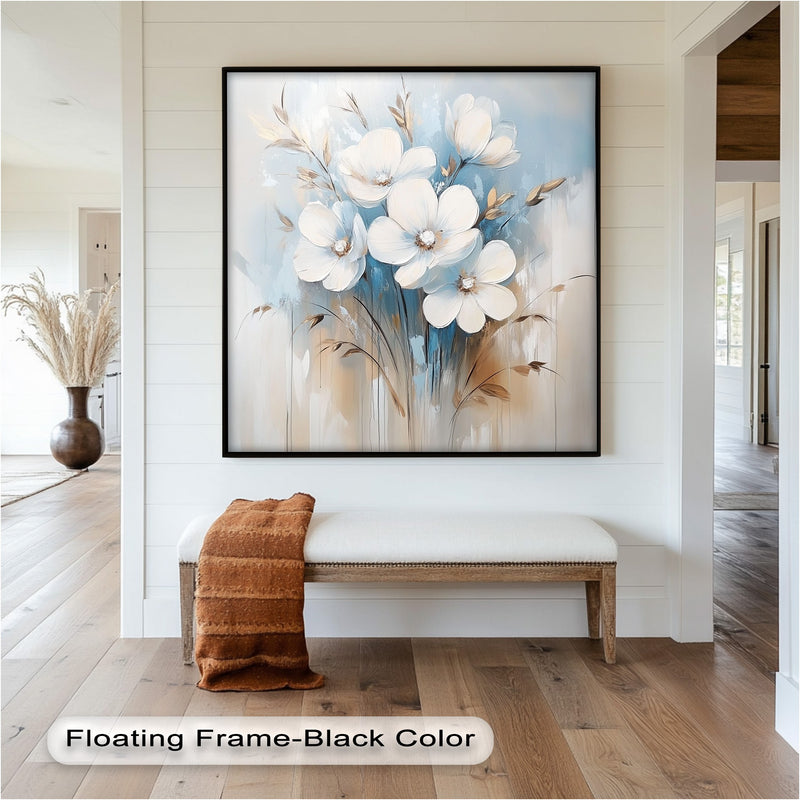 Soft White Blossoms – Floral Oil Painting