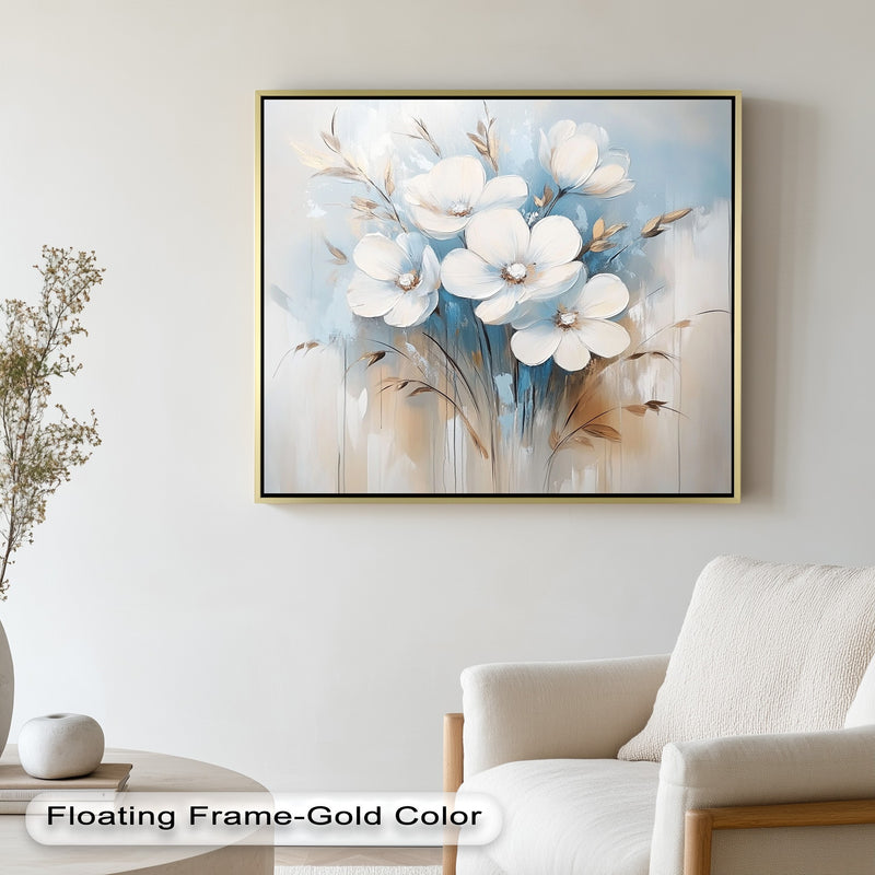 Soft White Blossoms – Floral Oil Painting