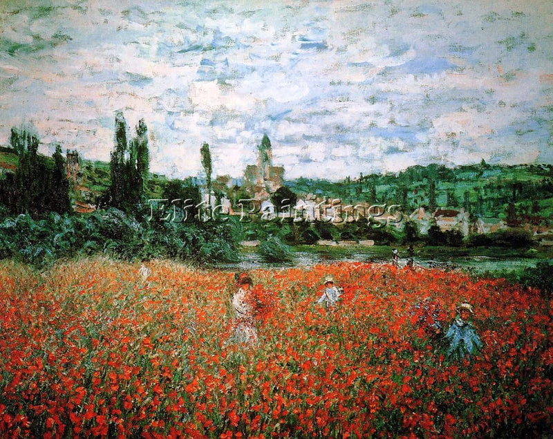 CLAUDE MONET POPPY FIELD NEAR VETHEUIL ARTIST PAINTING REPRODUCTION HANDMADE OIL