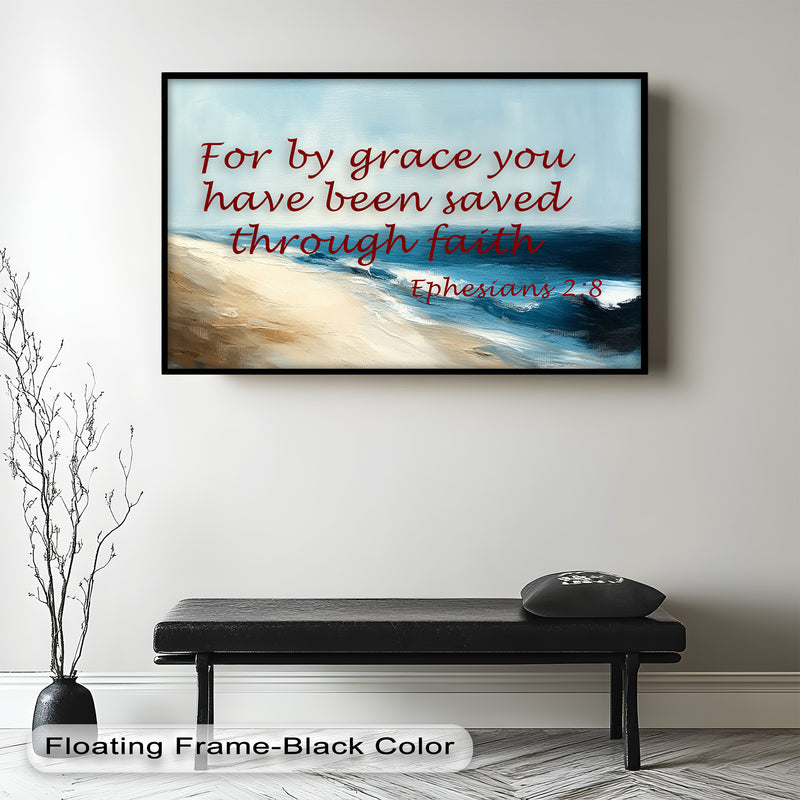 Ephesians 2:8 – Grace Through Faith Bible Verse Oil Painting