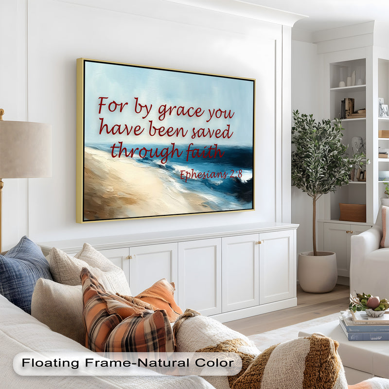 Ephesians 2:8 – Grace Through Faith Bible Verse Oil Painting