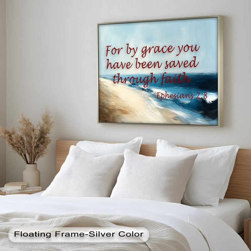 Ephesians 2:8 – Grace Through Faith Bible Verse Oil Painting