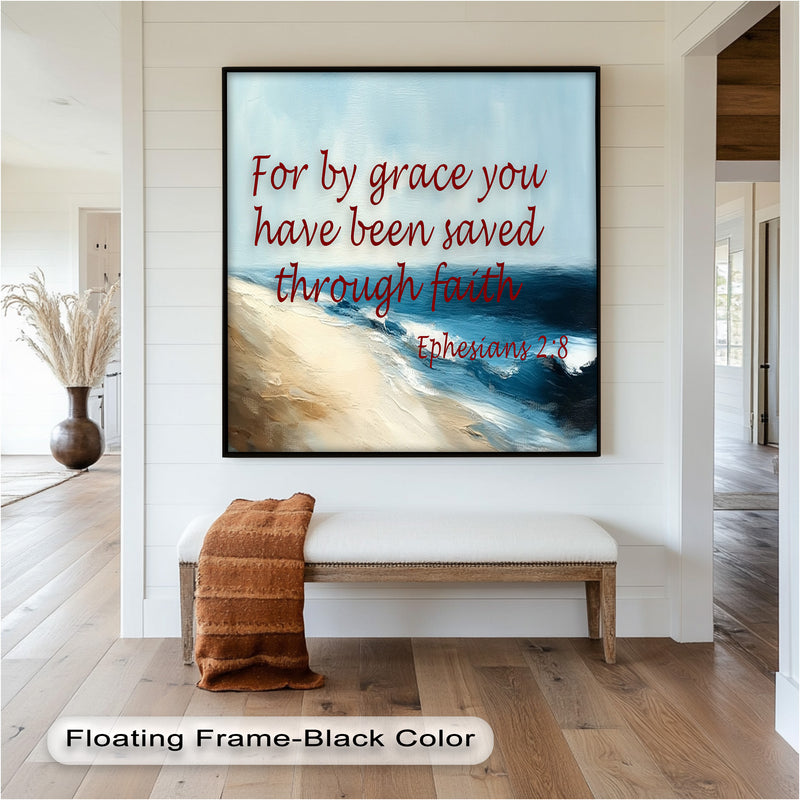 Ephesians 2:8 – Grace Through Faith Bible Verse Oil Painting