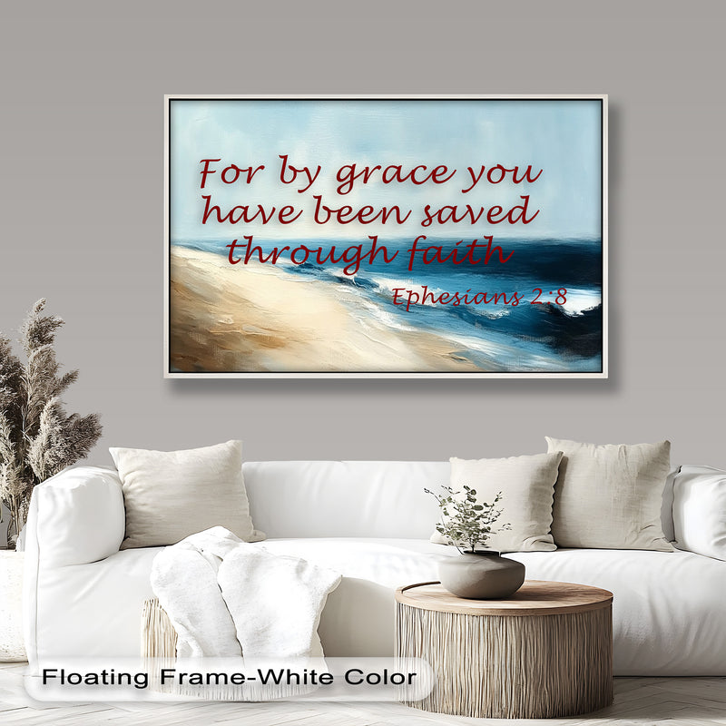 Ephesians 2:8 – Grace Through Faith Bible Verse Oil Painting