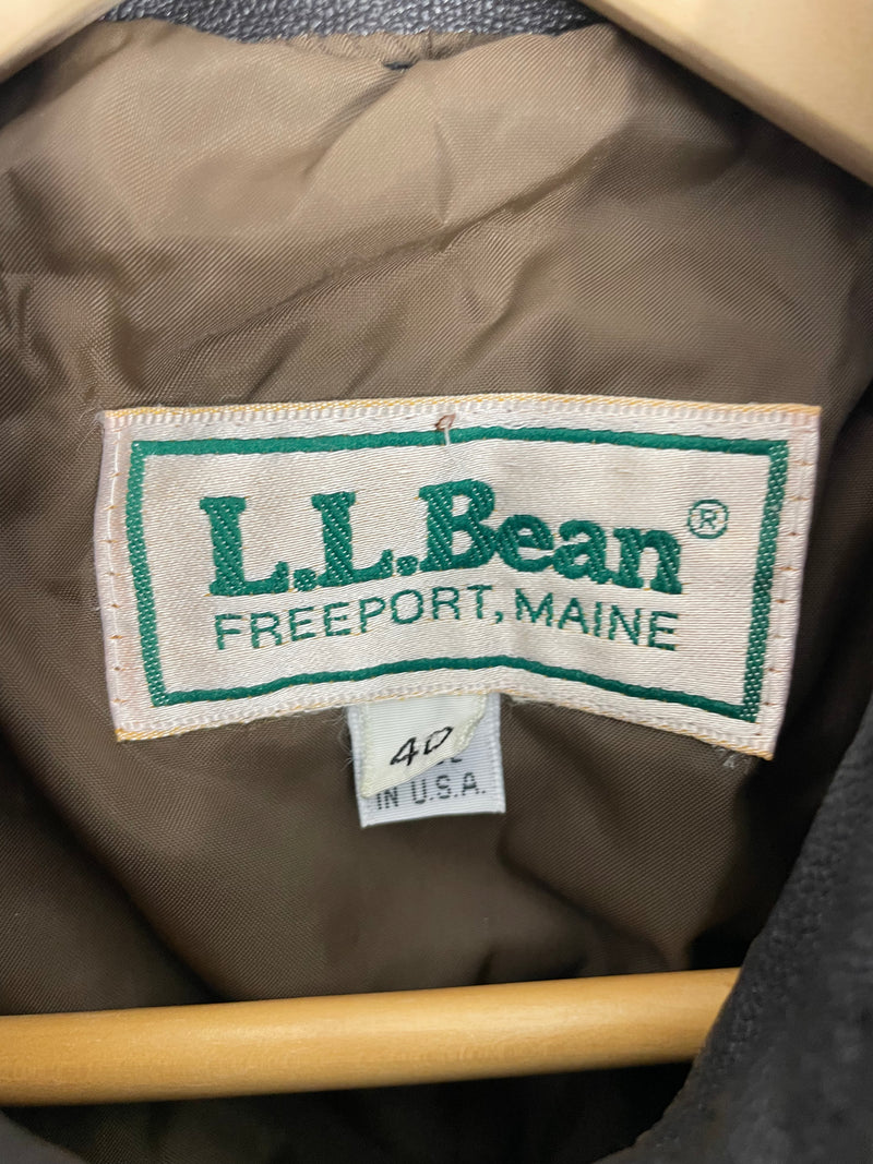 LL Bean Freeport Leather Bomber Flight Jacket - 40 Medium