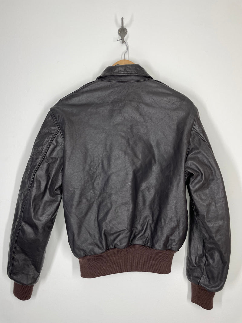 LL Bean Freeport Leather Bomber Flight Jacket - 40 Medium