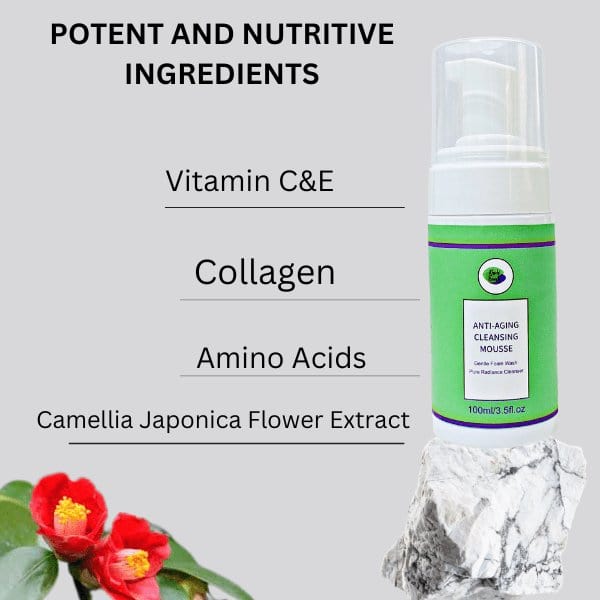 Khichi Beauty Anti-aging Cleansing Mousse, Gentle Foam Wash, Pure Radiance Cleanser 3.5 oz (100ml).
