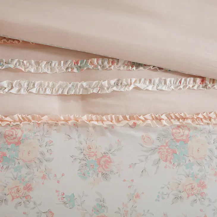 Pink Floral Cottage Comforter Set