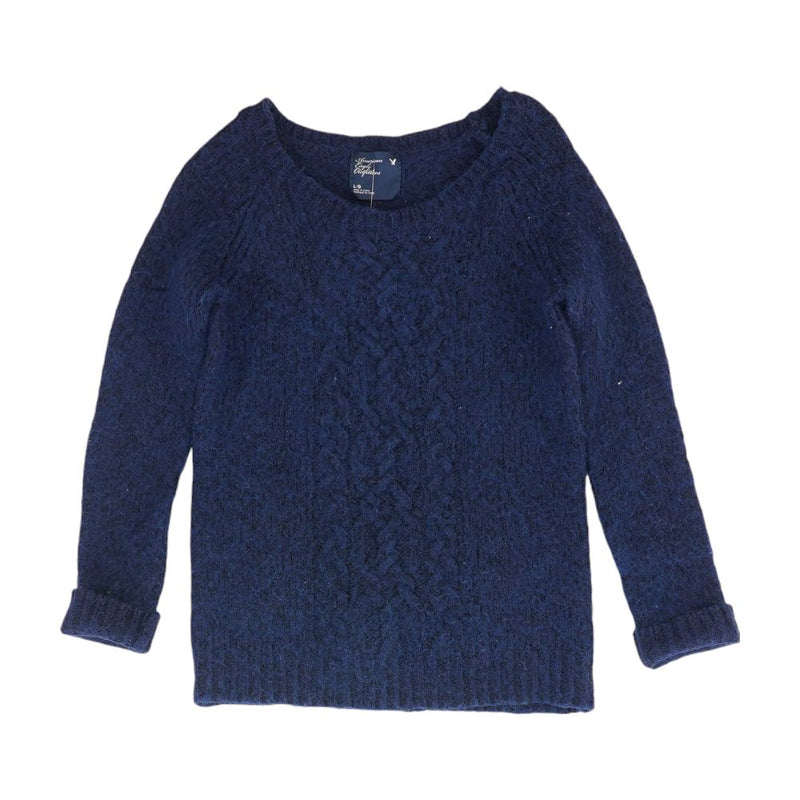 Blue Solid Crewneck Sweater