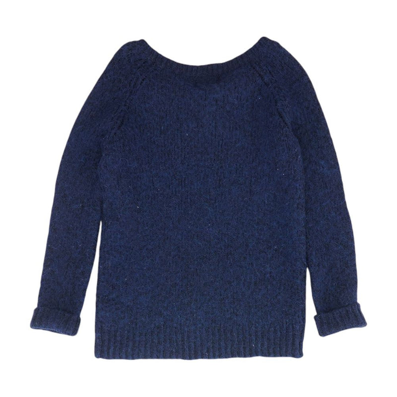 Blue Solid Crewneck Sweater