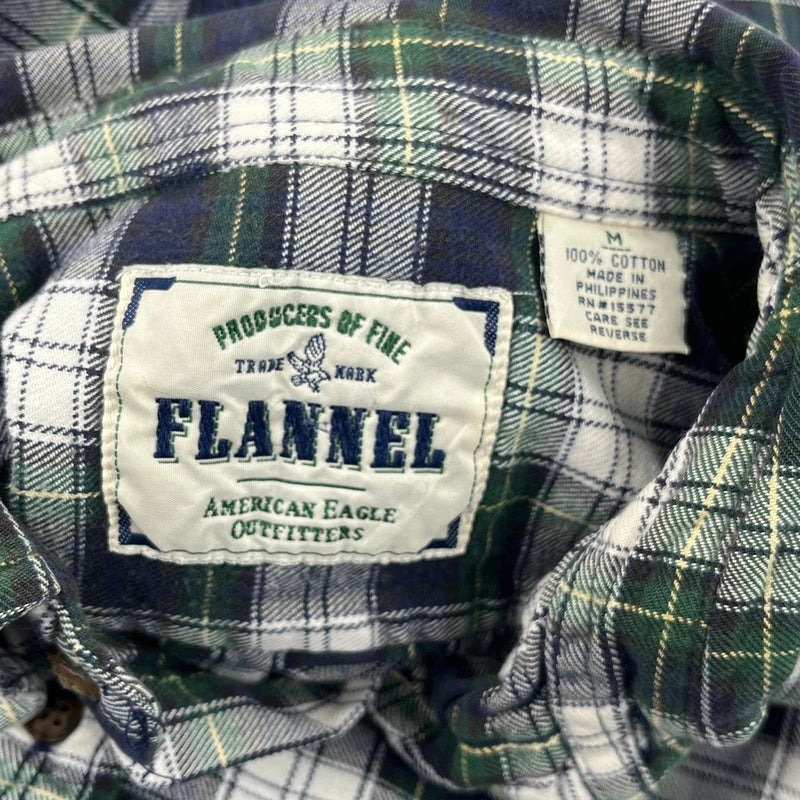 American Eagle Checked Flannel Shirt - Medium Multicoloured Cotton