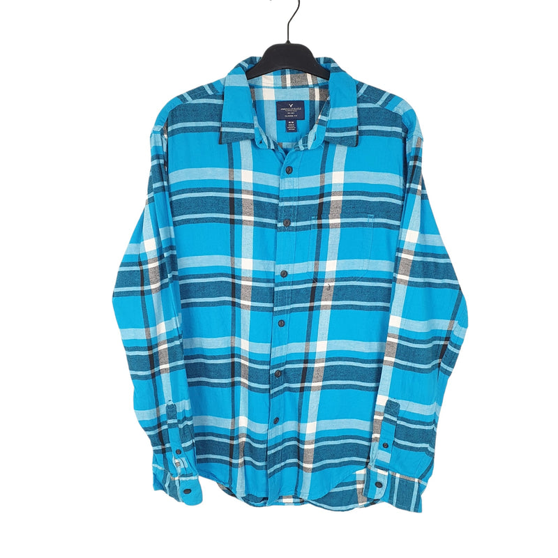 American Eagle Flannel Shacket Overshirt Long Sleeve Regular Fit Check Shirt