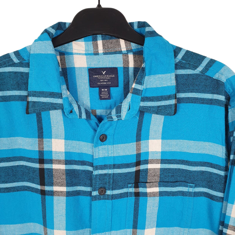American Eagle Flannel Shacket Overshirt Long Sleeve Regular Fit Check Shirt
