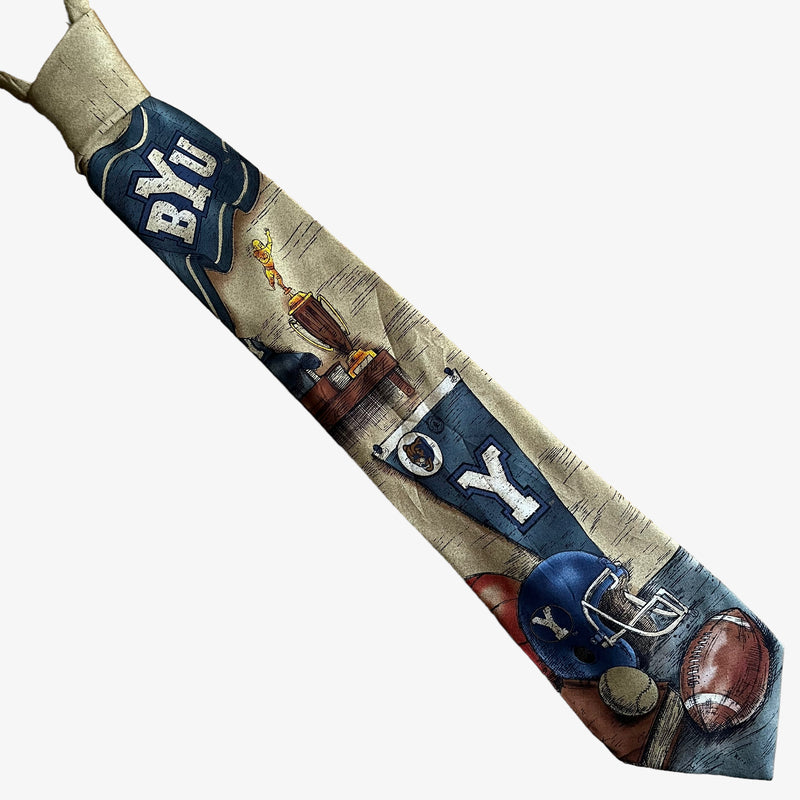 BYU American Football Print Silk Tie