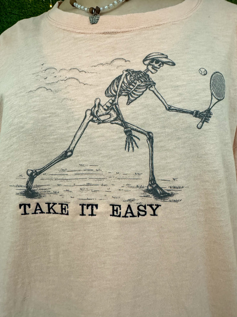 Take It Easy Tennis Skeleton T-Shirt M