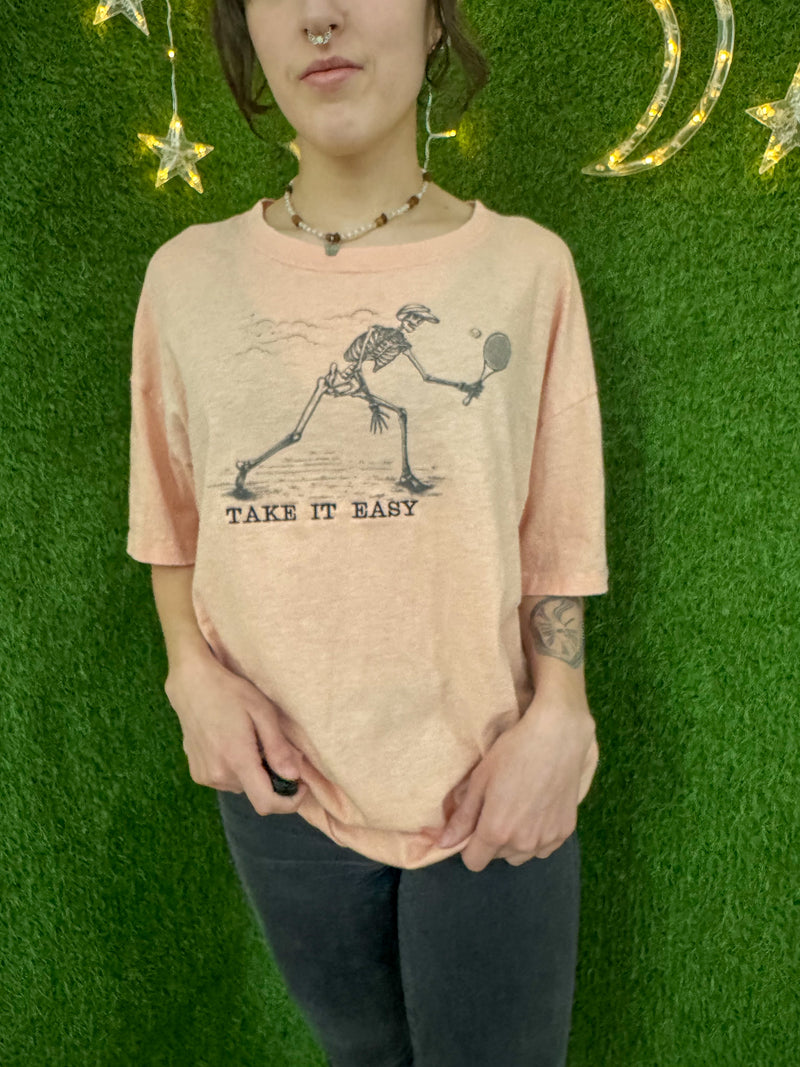 Take It Easy Tennis Skeleton T-Shirt M