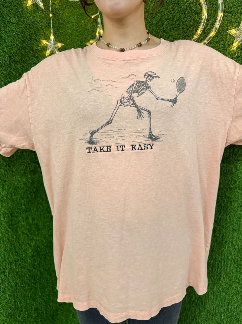 Take It Easy Tennis Skeleton T-Shirt M