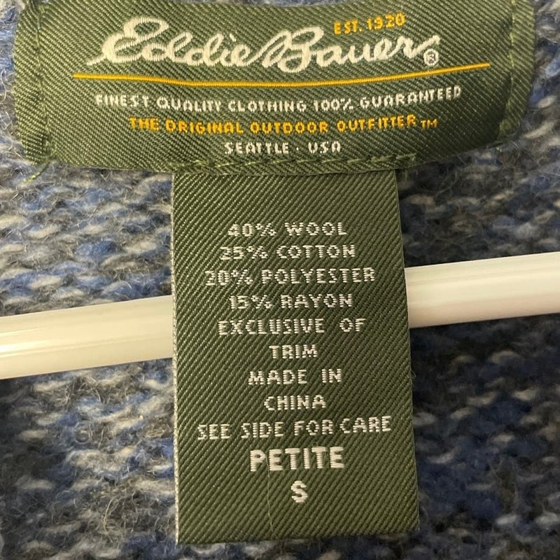 Eddie Bauer Womens Petite Small Wool PolyCotton Button Up Cardigan Sweater