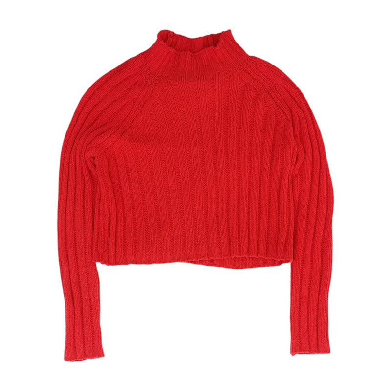 Red Solid Mockneck Sweater