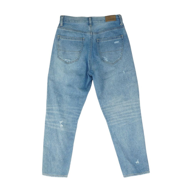 Blue Solid Mom Jeans