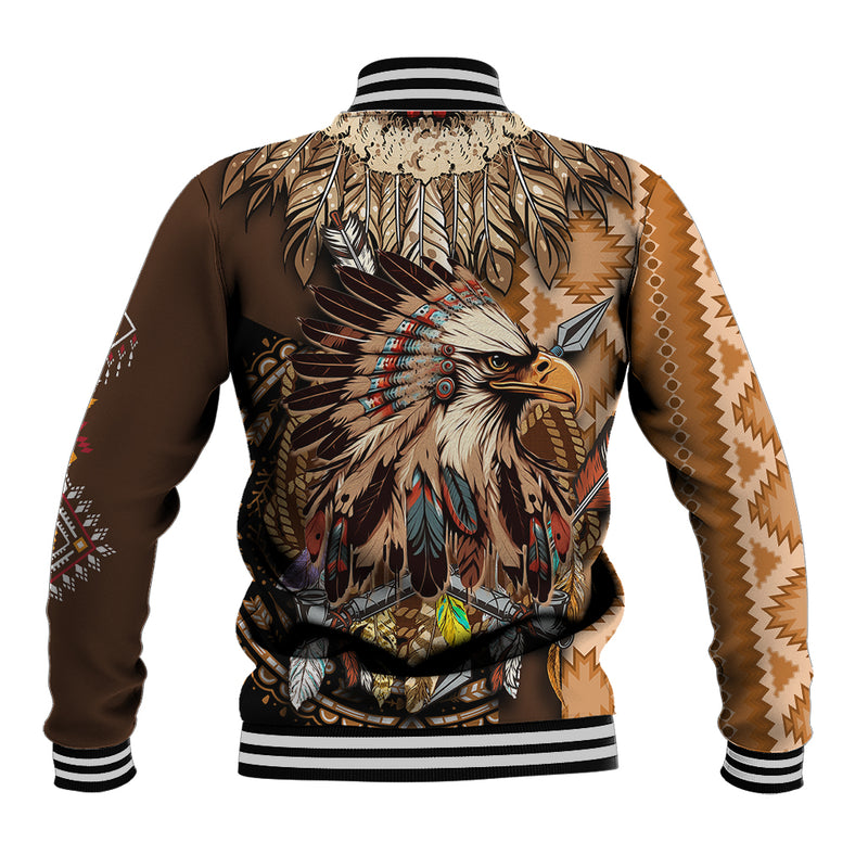 Native American Eagle Warrior Headdress Feathers Baseball Jacket TS04