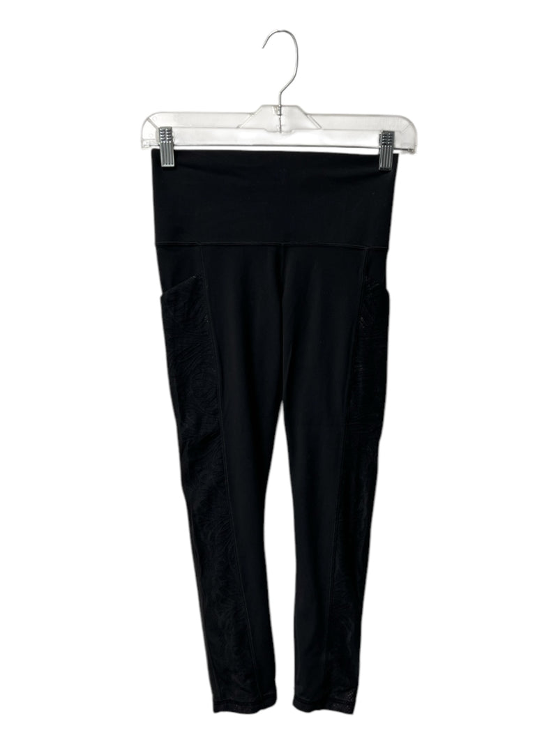 Athleta Size XS Black Poly High Waist Lace Leggings